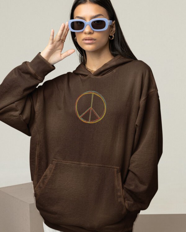 Bluza oversize z kapturem <br>Symbol pokoju <br>Haft, Efekt sprania